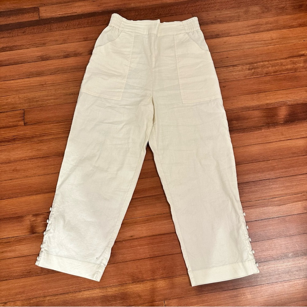 Aday plant and chill white linen pants